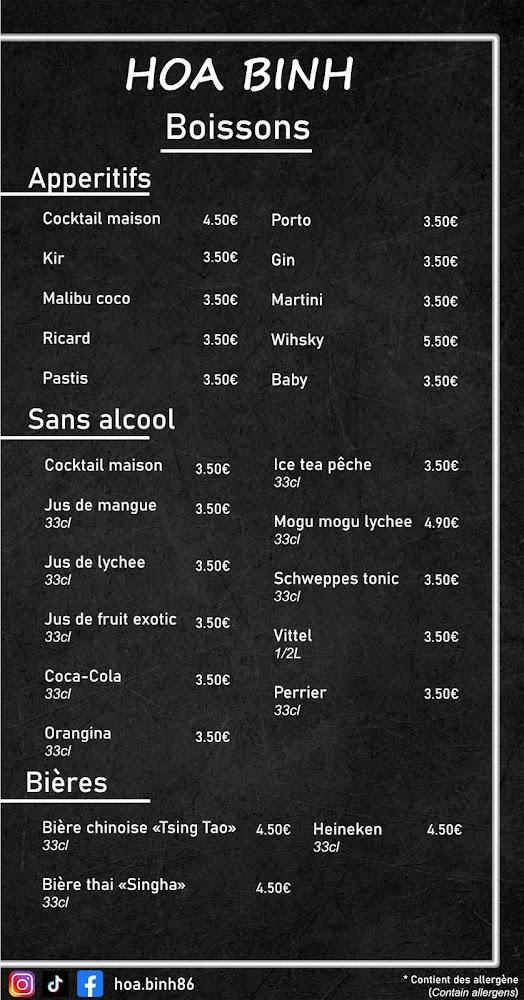 Hoa Binh Restaurant - Menu Image 1